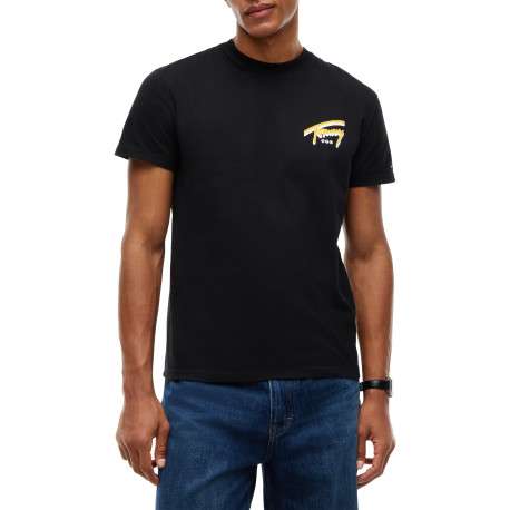 T-shirt en coton noir à coupe droite pourvu d'un col rond et de manches courtes - Image 2