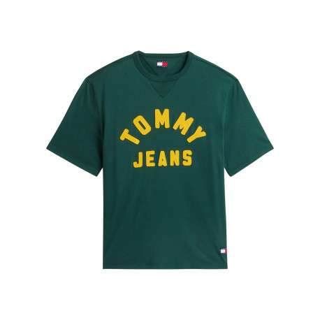 T-shirt en coton biologique vert à coupe droite pourvu d'un col rond