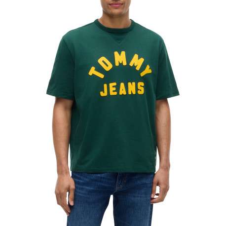 T-shirt en coton biologique vert à coupe droite pourvu d'un col rond - Image 2