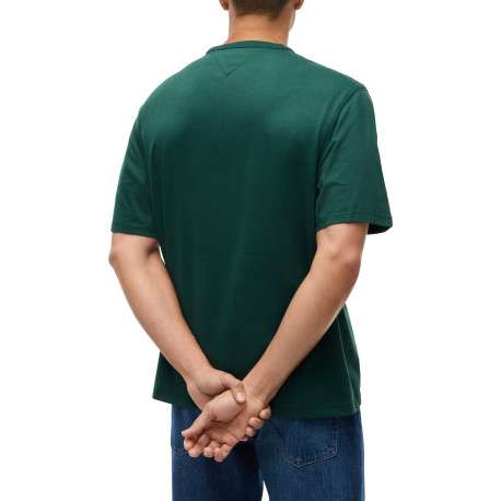 T-shirt en coton biologique vert à coupe droite pourvu d'un col rond - Image 3
