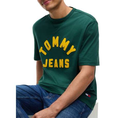 T-shirt en coton biologique vert à coupe droite pourvu d'un col rond - Image 4