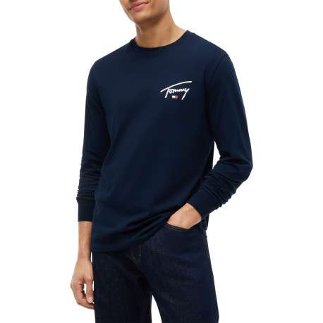 Pull en coton biologique marine à coupe droite pourvu d'un col rond - Image 2