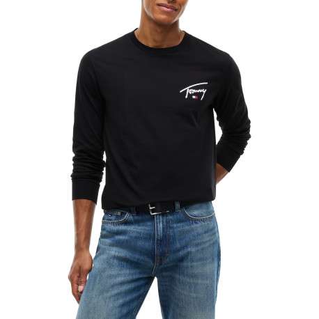 Pull en coton biologique noir à coupe droite pourvu d'un col rond - Image 2