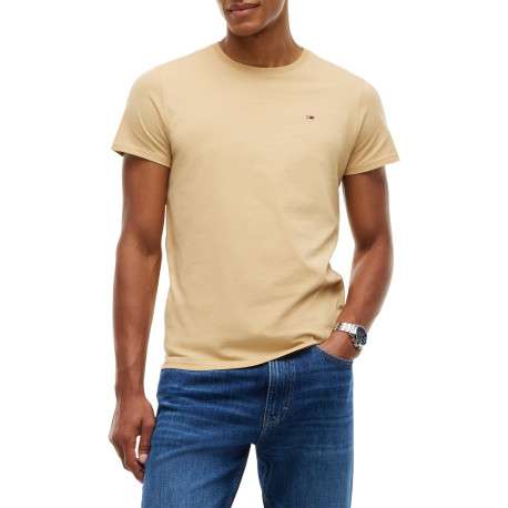 T-shirt en coton beige à coupe droite pourvu de manches courtes - Image 2