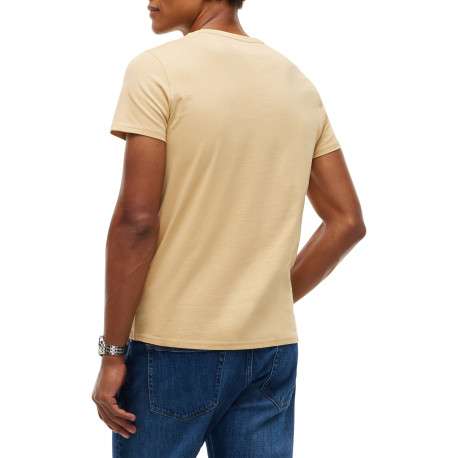 T-shirt en coton beige à coupe droite pourvu de manches courtes - Image 3