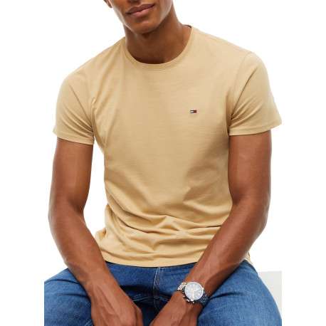 T-shirt en coton beige à coupe droite pourvu de manches courtes - Image 4