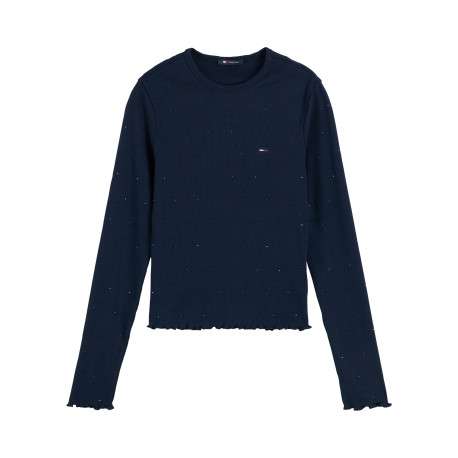 T-shirt en coton biologique marine à coupe droite pourvu d'un col rond