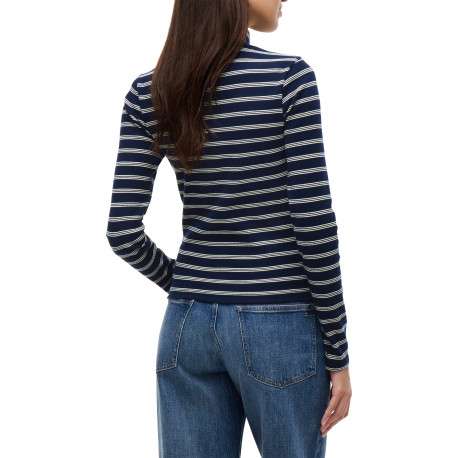 T-shirt en coton biologique marine à rayures pourvu d'une coupe ajustée - Image 3