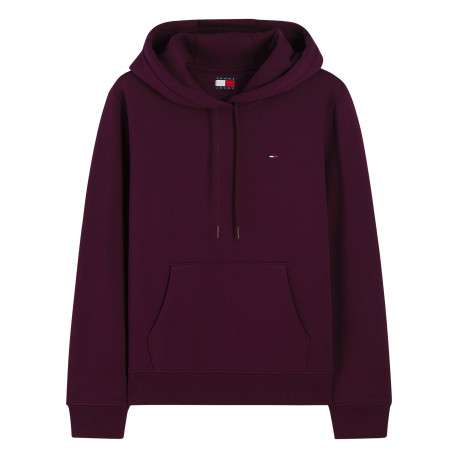 Sweat en coton mélangé bordeaux à coupe droite pourvu d'un col à capuche