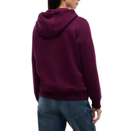 Sweat en coton mélangé bordeaux à coupe droite pourvu d'un col à capuche - Image 3