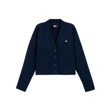 Gilet marine coupe ajustée pourvu d'un col v et de manches longues