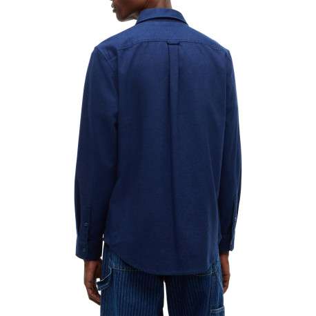 Chemise en coton biologique marine à coupe droite pourvue d'un col à revers - Image 3