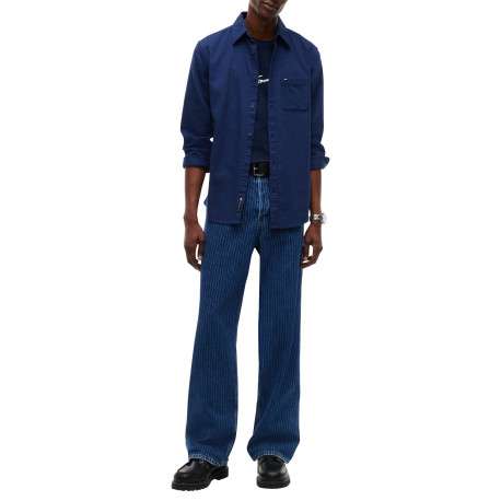 Chemise en coton biologique marine à coupe droite pourvue d'un col à revers - Image 5