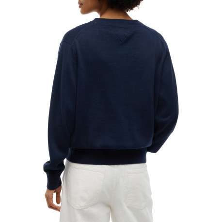 Pull en coton biologique marine à coupe droite pourvu d'un col v - Image 3