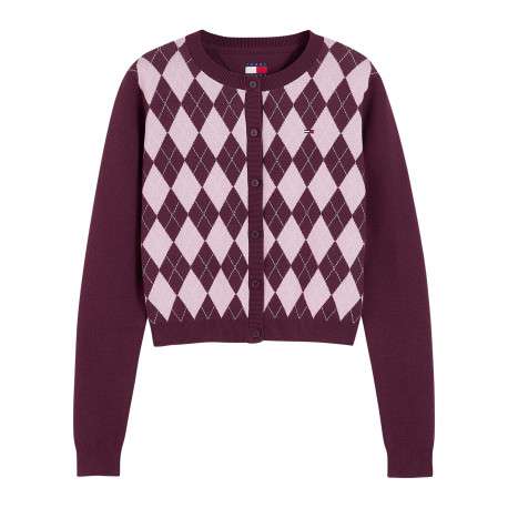 Gilet en coton biologique bordeaux coupe ajustée pourvu d'un col rond