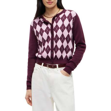 Gilet en coton biologique bordeaux coupe ajustée pourvu d'un col rond - Image 2