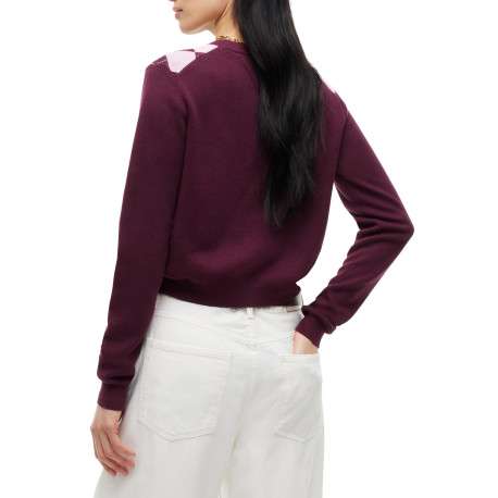 Gilet en coton biologique bordeaux coupe ajustée pourvu d'un col rond - Image 3
