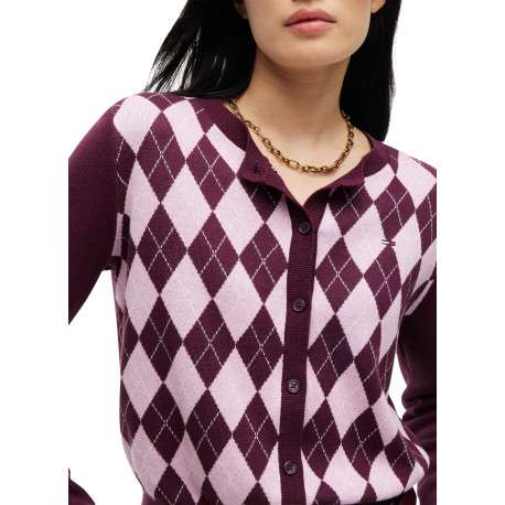 Gilet en coton biologique bordeaux coupe ajustée pourvu d'un col rond - Image 4