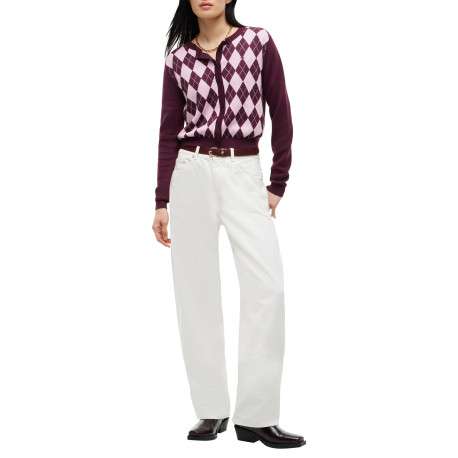 Gilet en coton biologique bordeaux coupe ajustée pourvu d'un col rond - Image 5