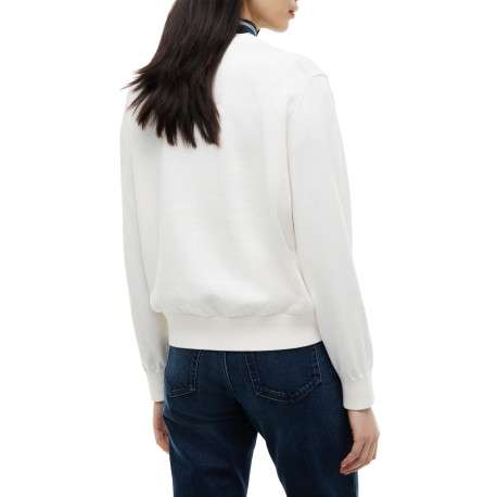 Pull en coton biologique blanc à coupe droite pourvu d'un col v - Image 3