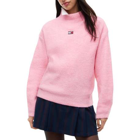 Pull rose à coupe droite pourvu d'un col roulé et de manches longues - Image 2