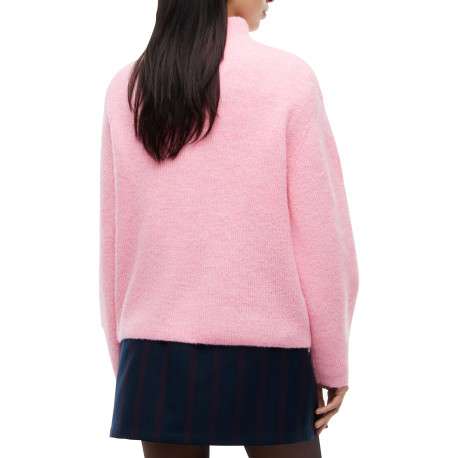 Pull rose à coupe droite pourvu d'un col roulé et de manches longues - Image 3
