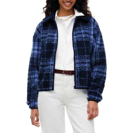 Veste bleue à coupe droite pourvue d'un col à revers et de manches longues - Image 2