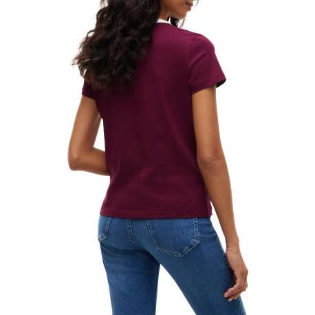 T-shirt en coton biologique bordeaux à coupe droite pourvu d'un col rond - Image 3
