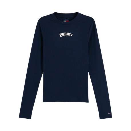 T-shirt en coton biologique marine coupe ajustée pourvu d'un col rond