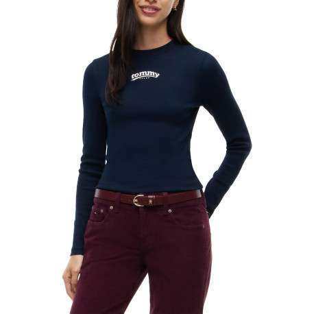 T-shirt en coton biologique marine coupe ajustée pourvu d'un col rond - Image 2
