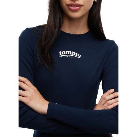T-shirt en coton biologique marine coupe ajustée pourvu d'un col rond - Image 4