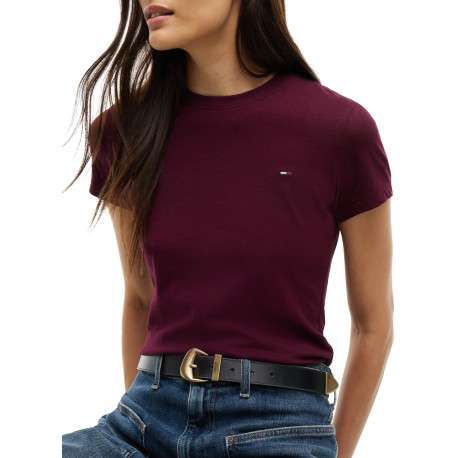 T-shirt en coton bordeaux à coupe droite pourvu d'un col rond - Image 4