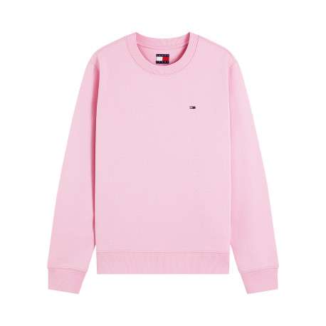 Sweat en coton mélangé rose à coupe droite pourvu d'un col rond