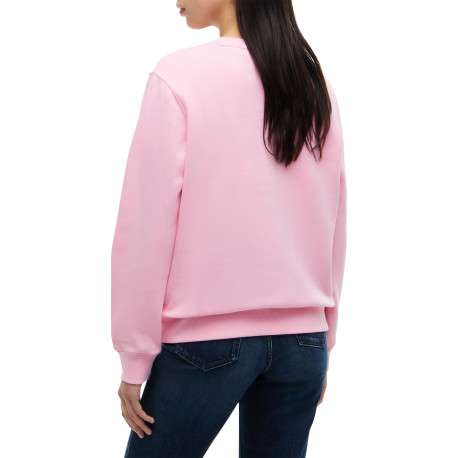 Sweat en coton mélangé rose à coupe droite pourvu d'un col rond - Image 3