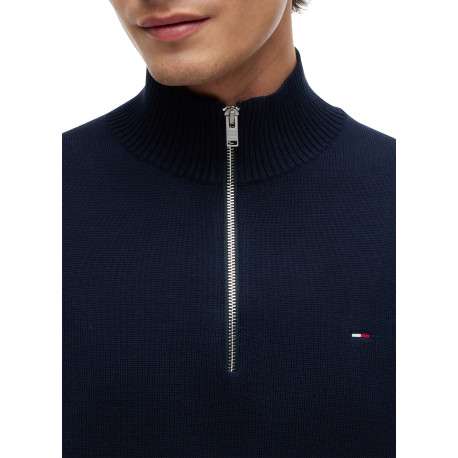 Pull en coton biologique marine à coupe droite pourvu d'un col camionneur - Image 5