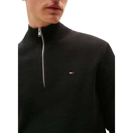 Pull en coton biologique noir à coupe droite pourvu d'un col camionneur - Image 5