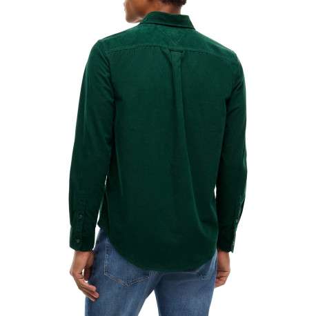 Chemise en coton biologique verte à coupe droite pourvue d'un col à revers - Image 3