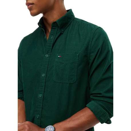 Chemise en coton biologique verte à coupe droite pourvue d'un col à revers - Image 4