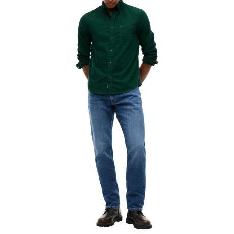 Chemise en coton biologique verte à coupe droite pourvue d'un col à revers - Image 5