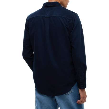 Chemise en coton biologique marine à coupe droite pourvue d'un col à revers - Image 3