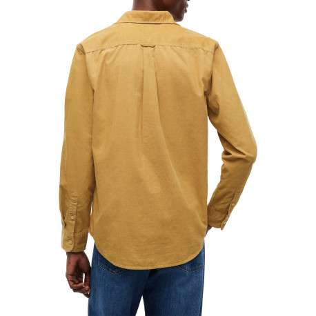 Chemise en coton biologique moutarde à coupe droite pourvue d'un col à revers - Image 3