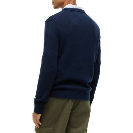 Pull en coton biologique marine à coupe droite pourvu d'un col rond - Image 3