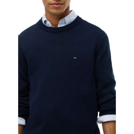 Pull en coton biologique marine à coupe droite pourvu d'un col rond - Image 4