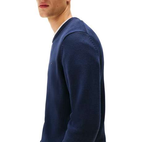 Pull en coton biologique marine à coupe droite pourvu d'un col rond - Image 5