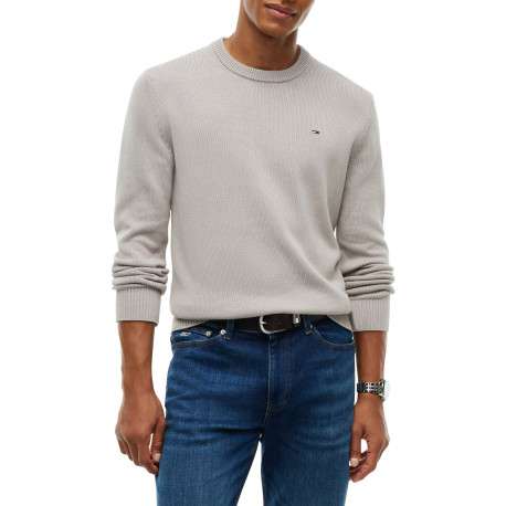 Pull en coton biologique taupe à coupe droite pourvu d'un col rond - Image 2