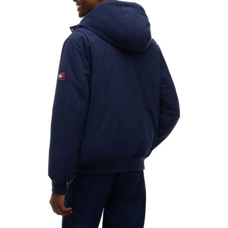 Blouson marine à coupe droite pourvu d'un col montant à capuche - Image 3