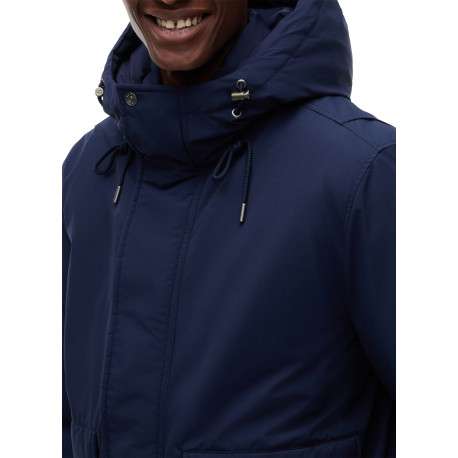 Blouson marine à coupe droite pourvu d'un col montant à capuche - Image 4
