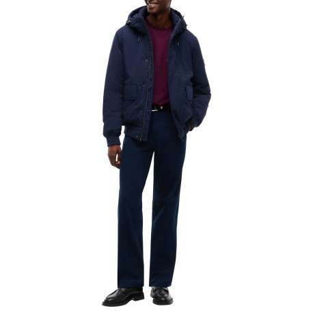 Blouson marine à coupe droite pourvu d'un col montant à capuche - Image 6