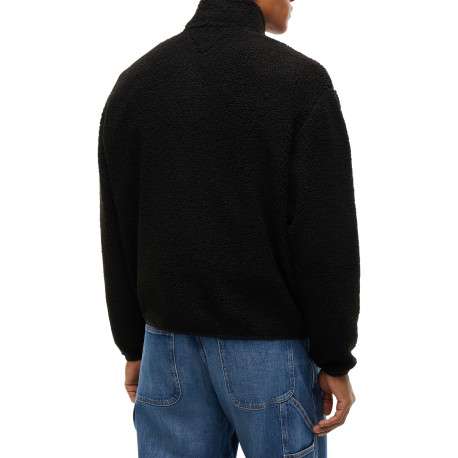 Sweat zippé noir pourvu d'une coupe droite et de poches plaquées - Image 3