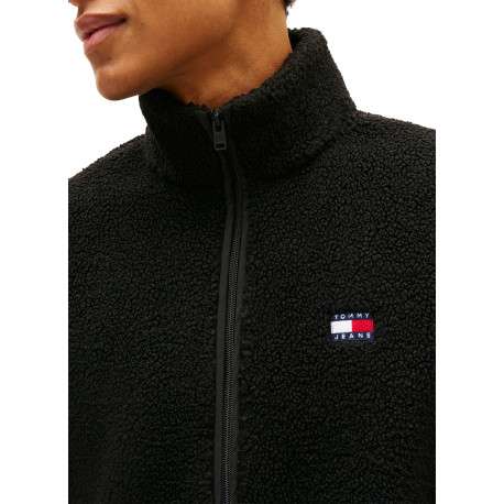 Sweat zippé noir pourvu d'une coupe droite et de poches plaquées - Image 4